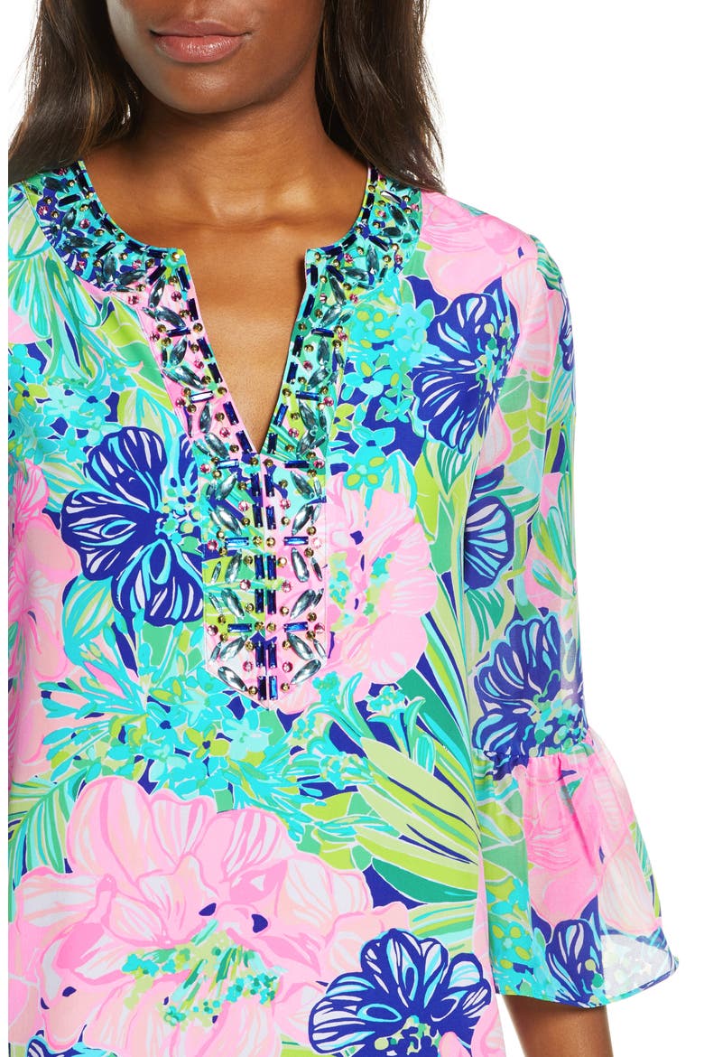 Elenora Floral Silk Shift Dress, Alternate, color, MULTI ISLAND ESCAPE