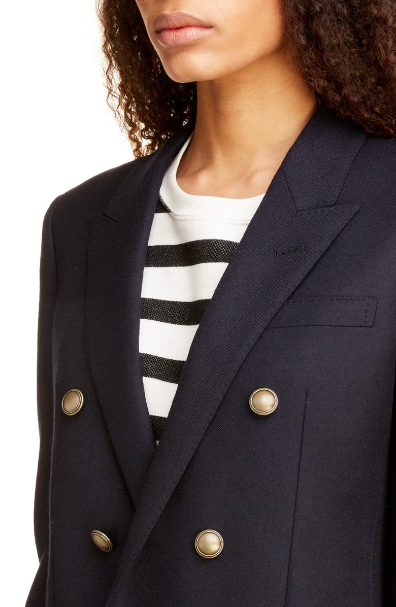 Saint Laurent Double Breasted Wool Gabardine Jacket, Alternate, color,