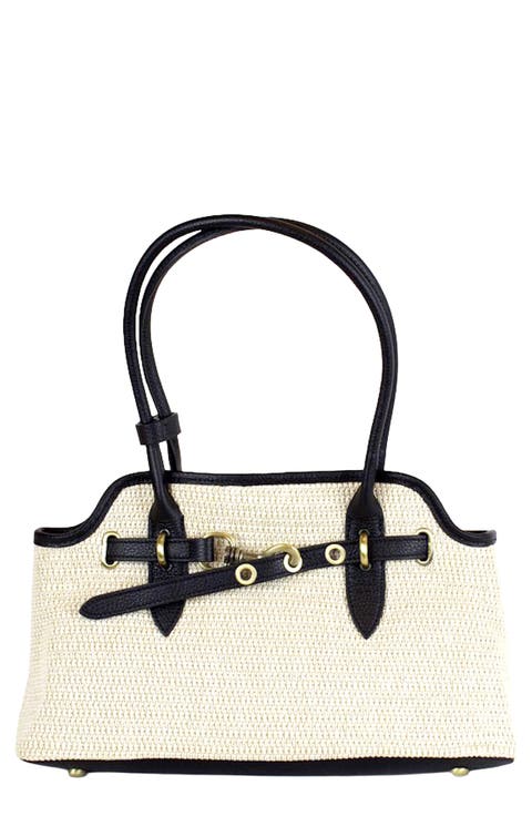 Marlow Straw & Leather Shoulder Bag