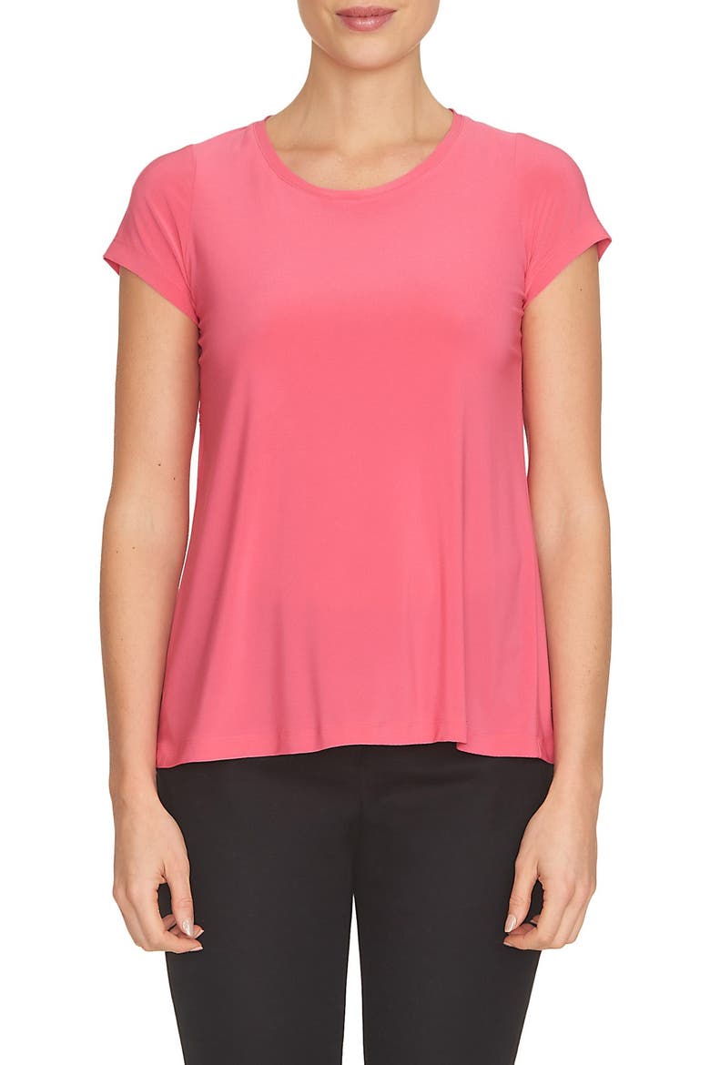 Lace Trim Cutout Tee, Main, color, CHARM PINK