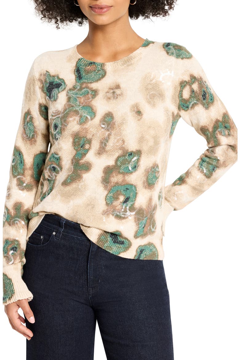 Camo Shine Crewneck Cotton Blend Sweater, Main, color, NEUTRAL MULTI