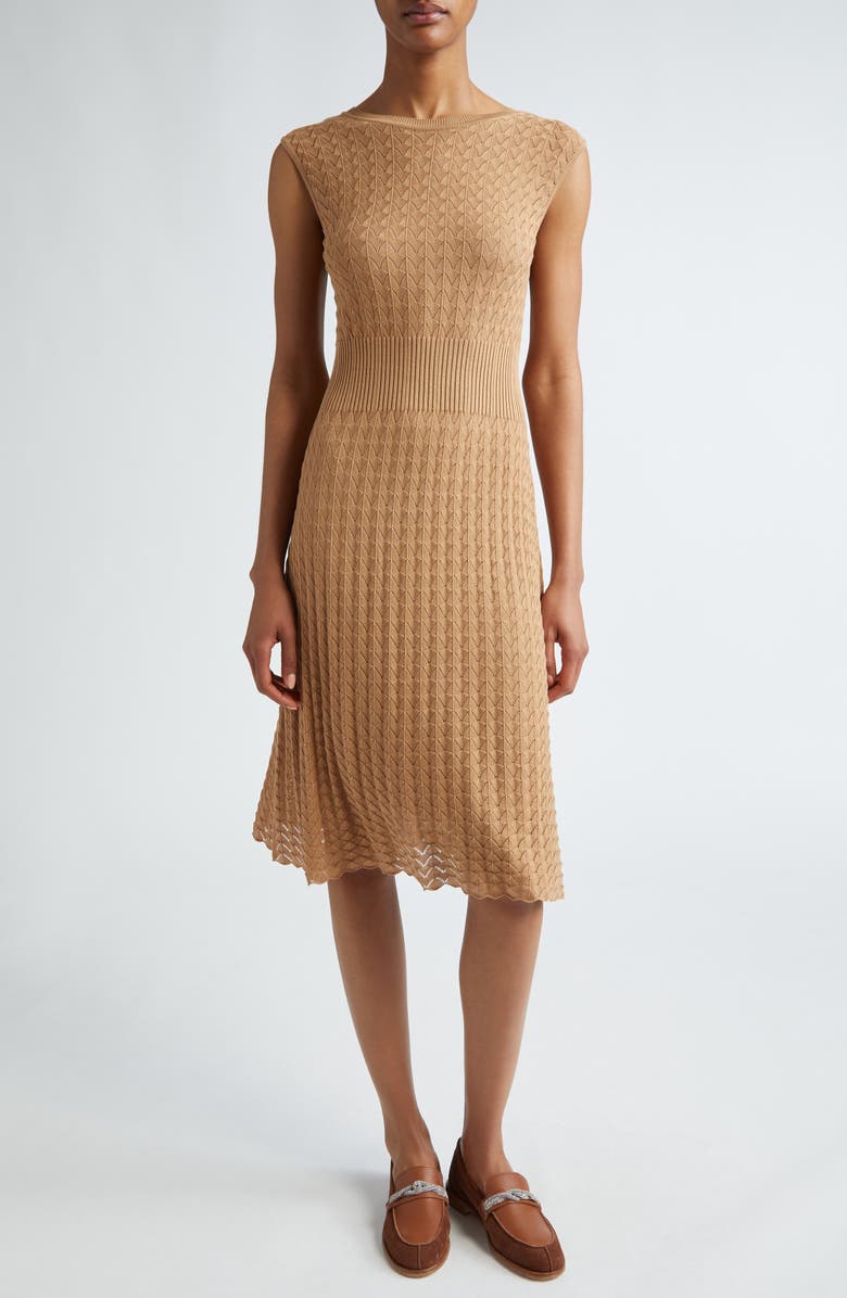 Eleventy Pointelle Cap Sleeve Sweater Dress, Main, color, 