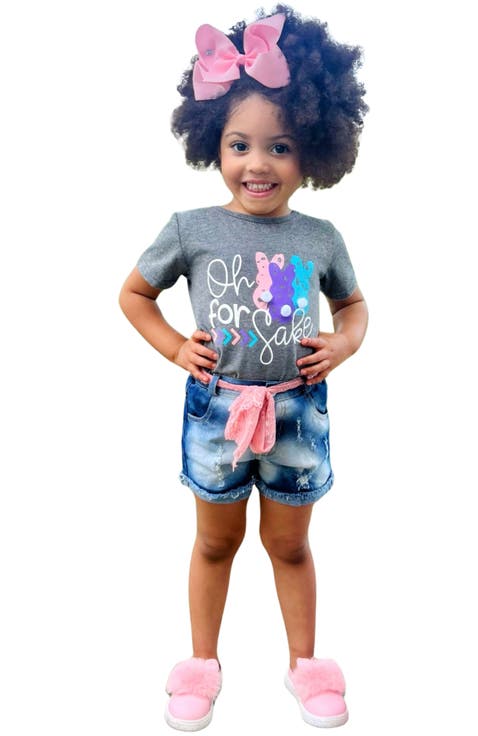 Girls Oh For Bunnies' Sake Denim Shorts Set (Toddler, Little Kid & Big Kid)