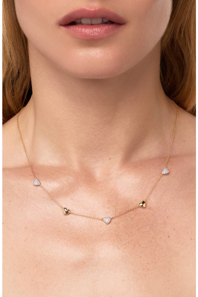 Lev Mini Pavé Station Necklace, Alternate, color, GOLD/CLEAR