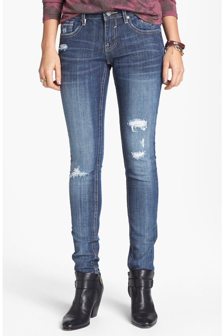 Destroyed Skinny Jeans, Main, color, MEDIUM WASH