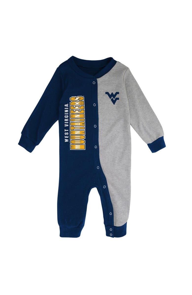 Outerstuff Infant Navy/Heather Gray West Virginia Mountaineers Halftime Two-Tone Sleeper, Alternate, color, 