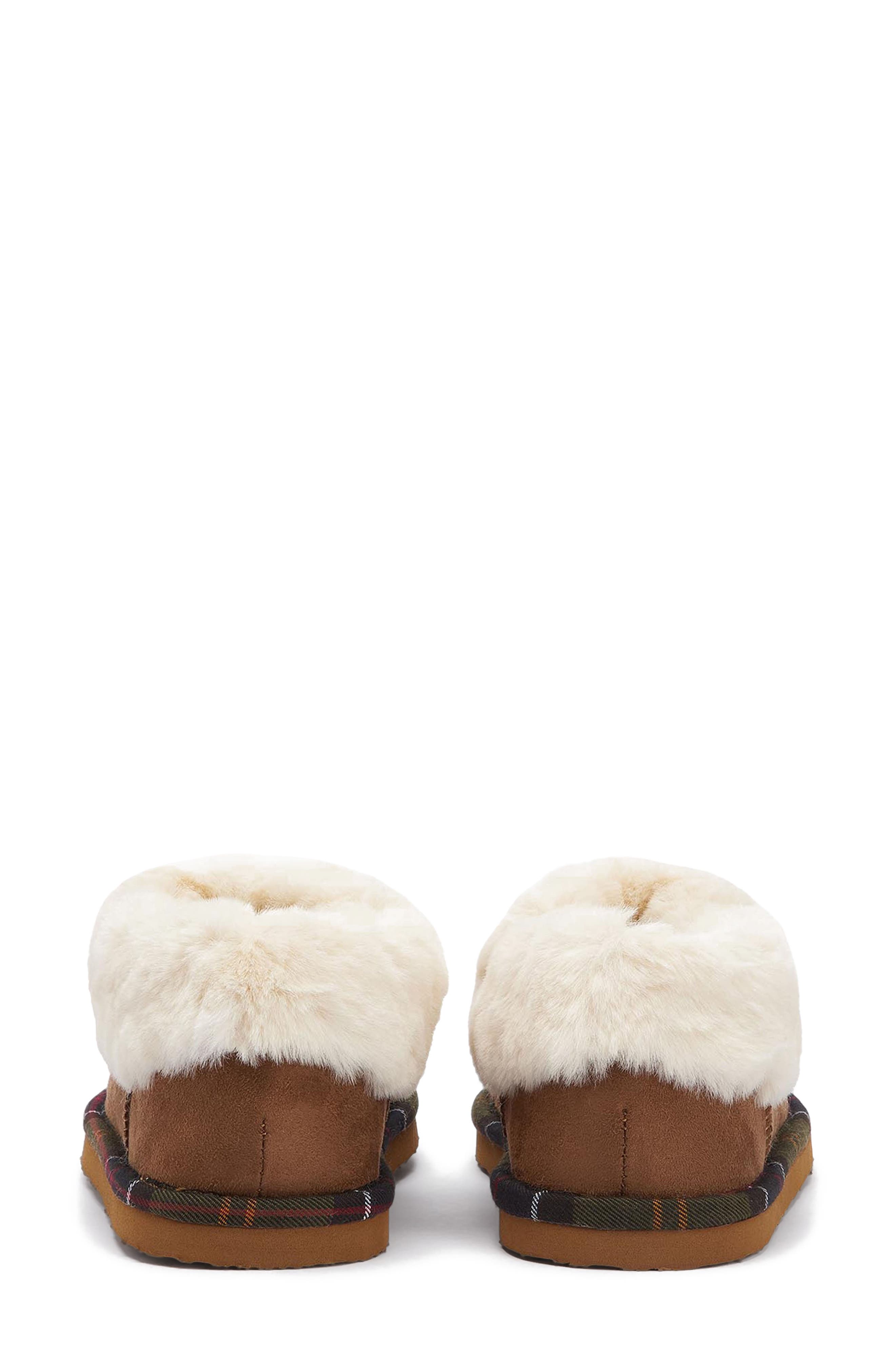 Barbour Eloise Faux Fur Lined Scuff Slipper, Alternate, color, Camel Brown