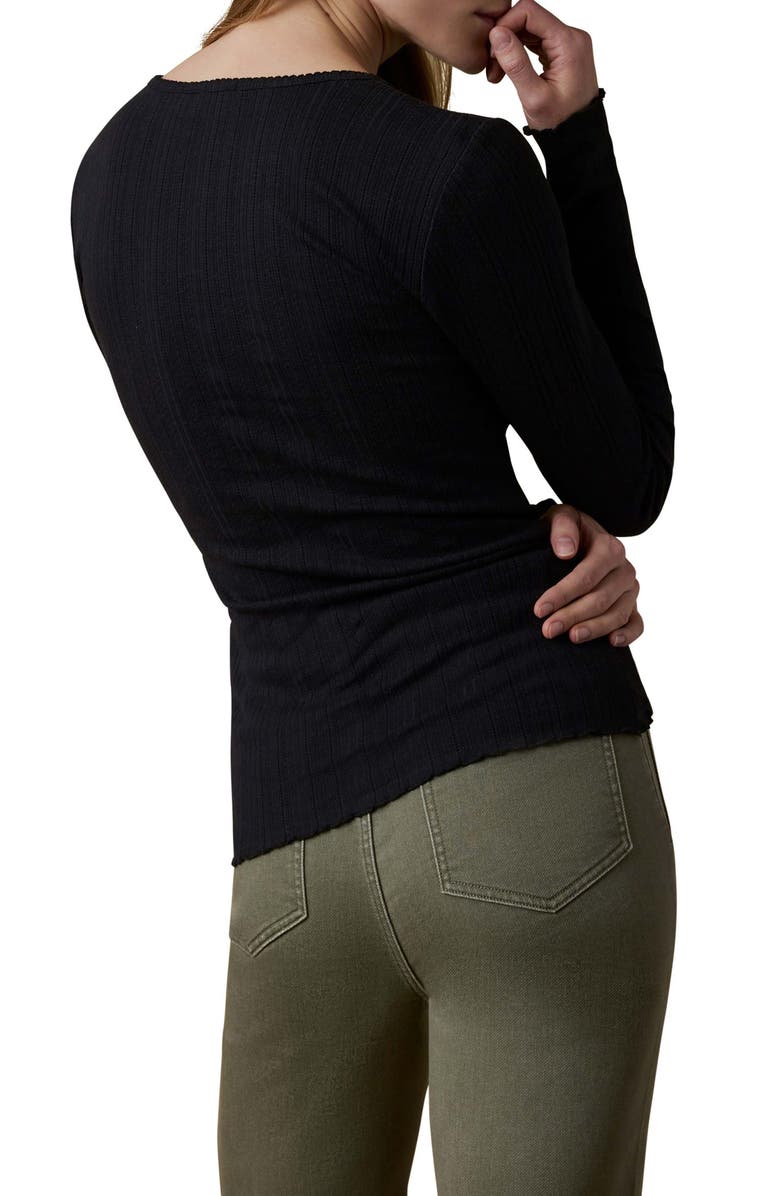 Faherty Paradise Pointelle Stitch Organic Cotton Blend Henley, Alternate, color, Black