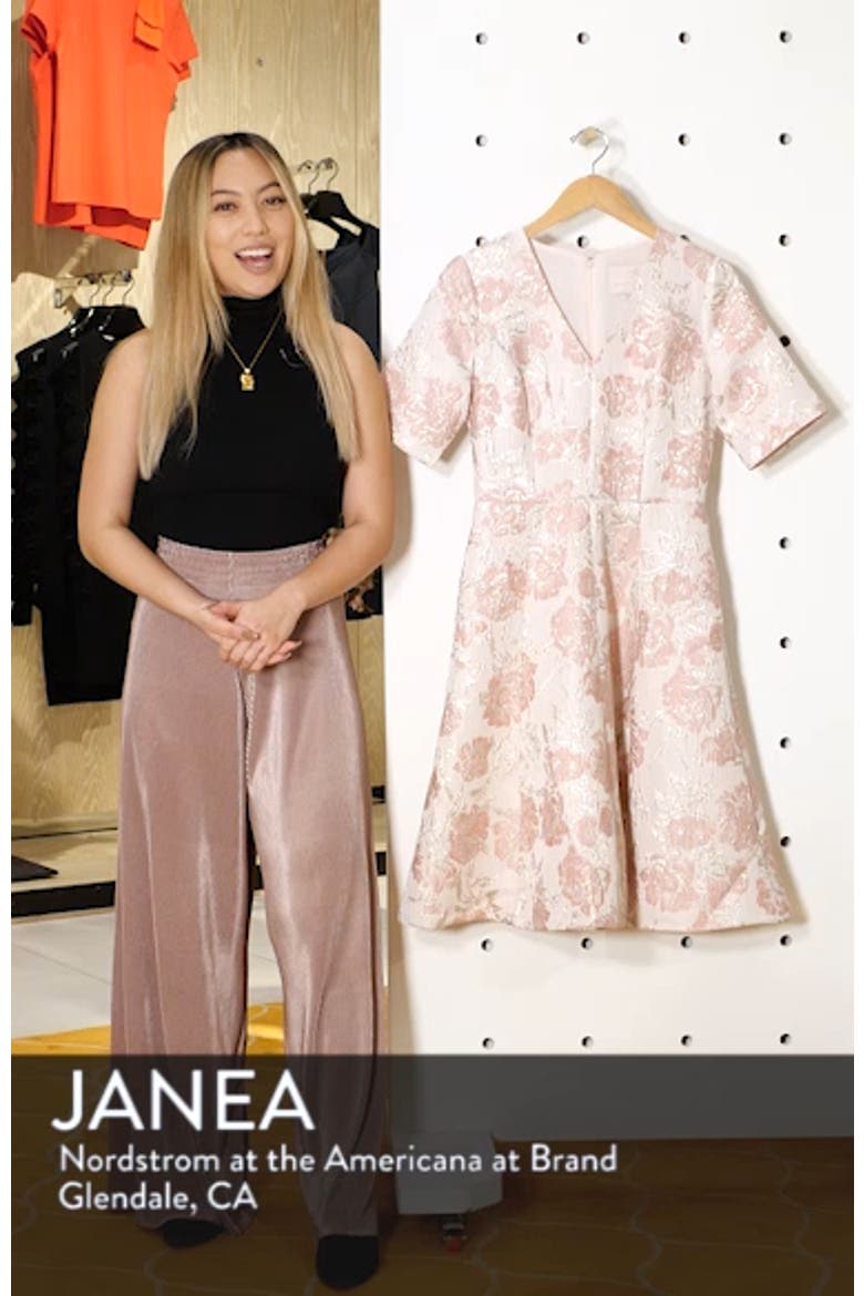 Adair Pink Passion Rose Jacquard Fit & Flare Dress video