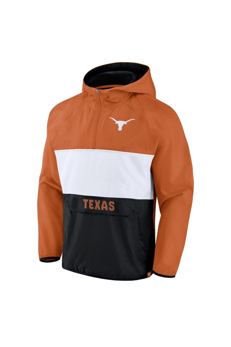 Men's Fanatics Branded Texas Orange Texas Longhorns Victory On Raglan Quarter-Zip Hoodie, Alternate, color, Burnt Orange