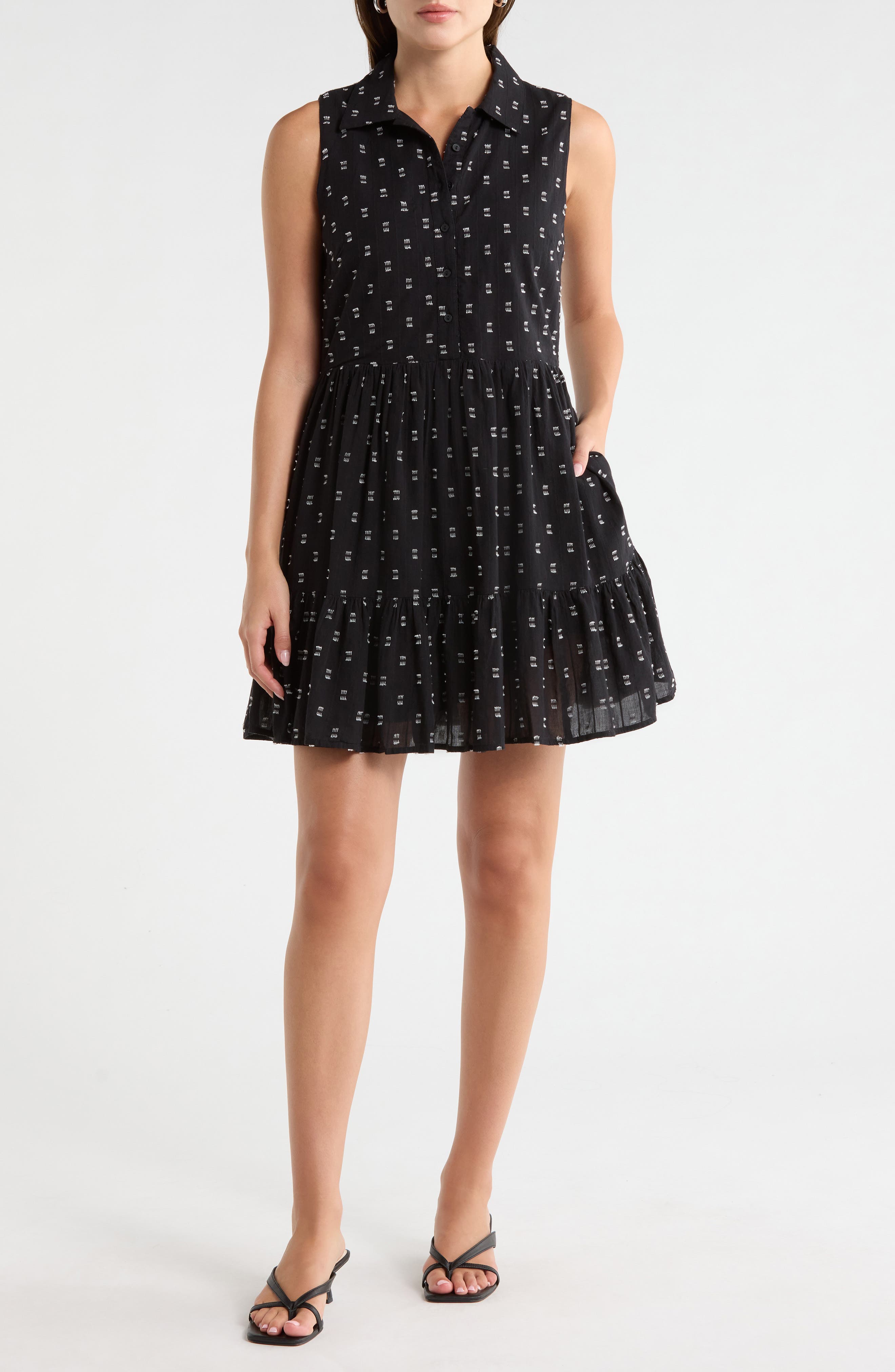 Melrose and Market Tiered Sleeveless Shirt Dress