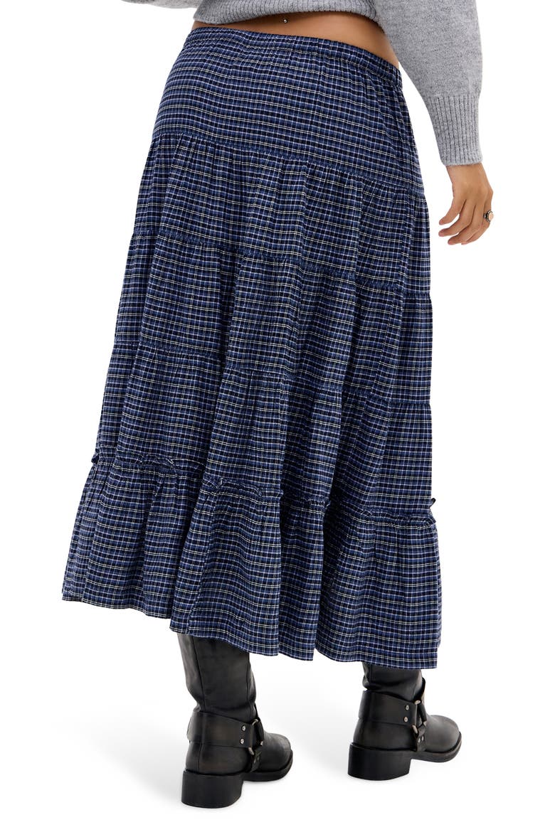 Becks Smocked Tiered Cotton Midi Skirt, Alternate, color, BLUE