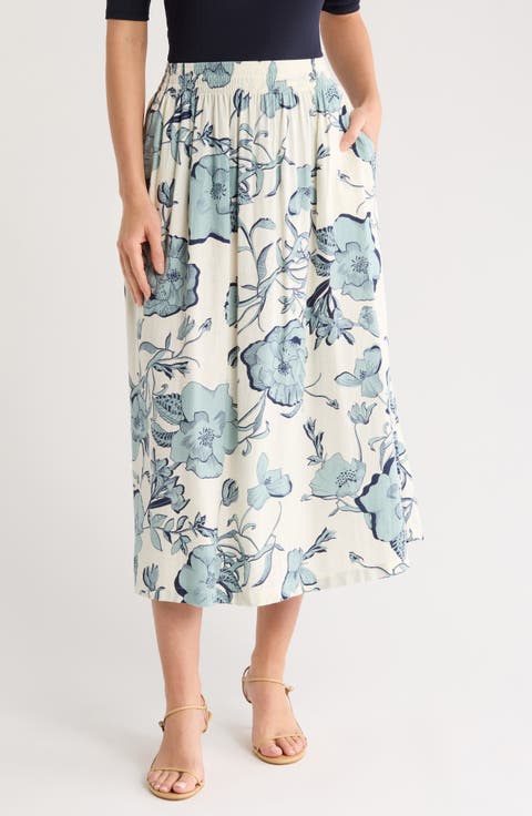Linen Blend Pull-On Skirt