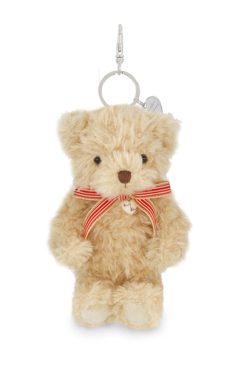 Snuggle Bunnies Stuffed Animal Keyring Arthur Bear with Red Bow, Main, color, Red Stripe Ribbon Bow