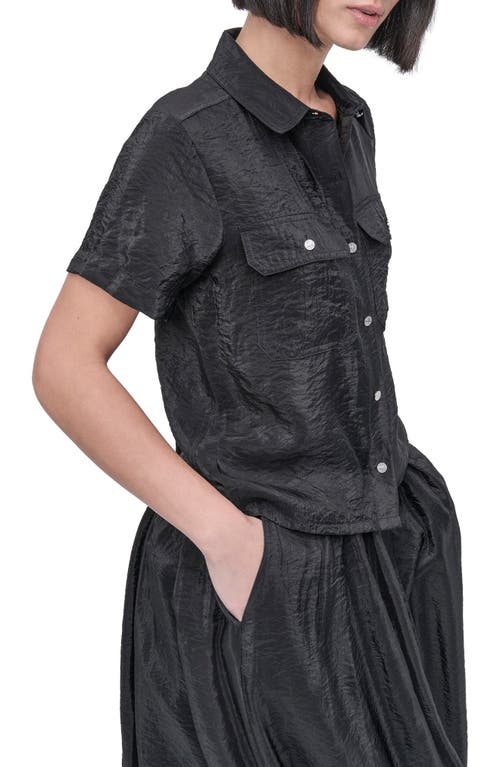 Dkny Tech Poplin Button-up Shirt In Black