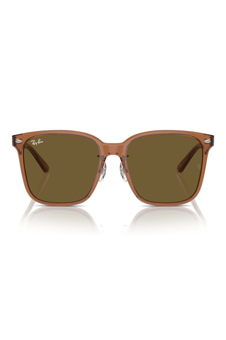 Slim Square 57mm Sunglasses, Main, color, TRANSPARENT BROWN