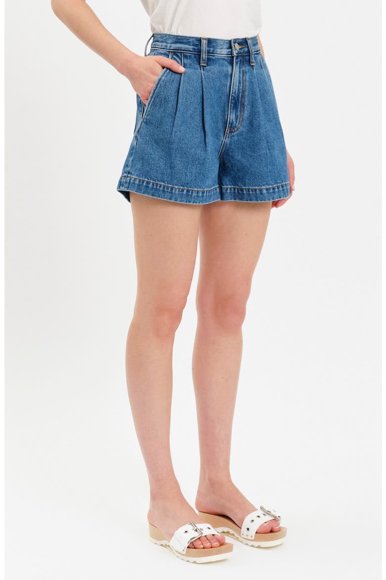 Coronado Pleated Denim Shorts, Alternate, color, MONTAGE