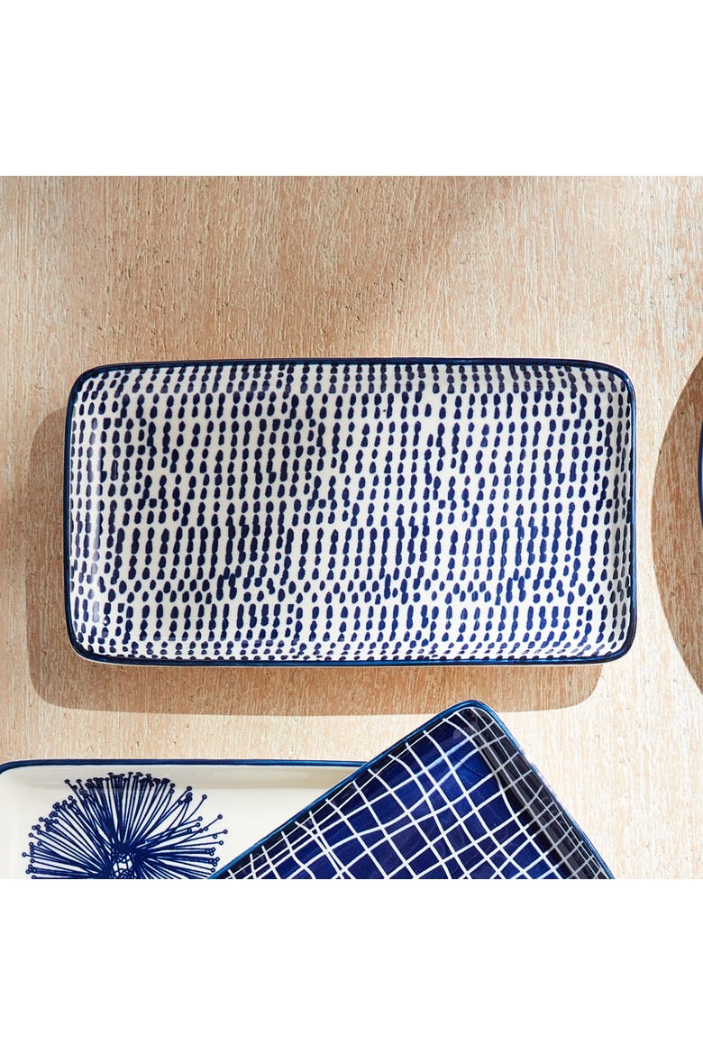 Stria Speckled 8" Trays, Set of 4 - Dark Blue/White, Ceramic, Alternate, color, Blue