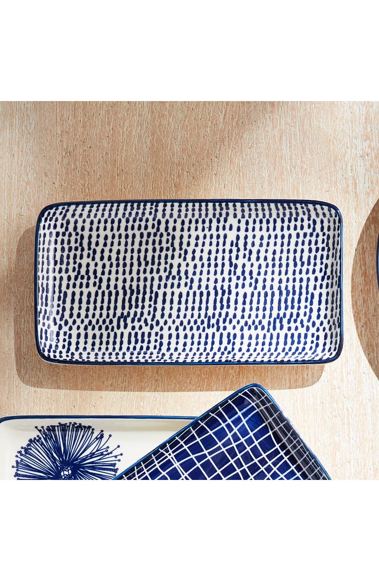 Napa Home & Garden Stria Speckled 8" Trays, Set of 4 - Dark Blue/White, Ceramic, Alternate, color, Blue