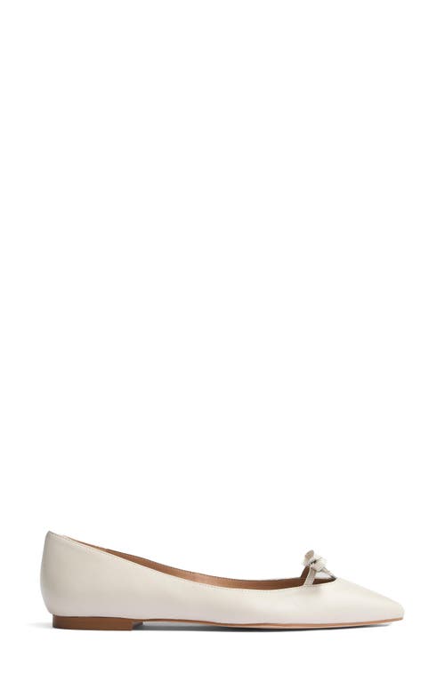 Lk Bennett Lynne Mini Bow Pointed Toe Flat In Ecru