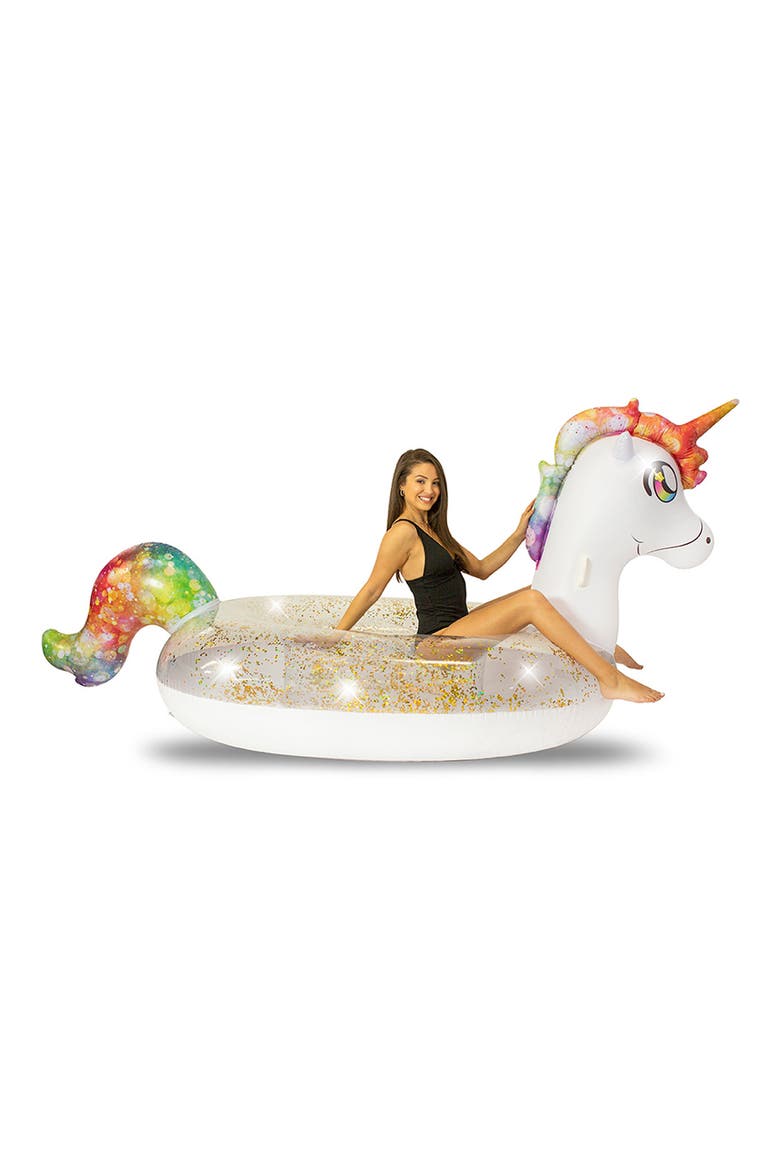 Extra Large Glitter Unicorn Float, Alternate, color, WHITE