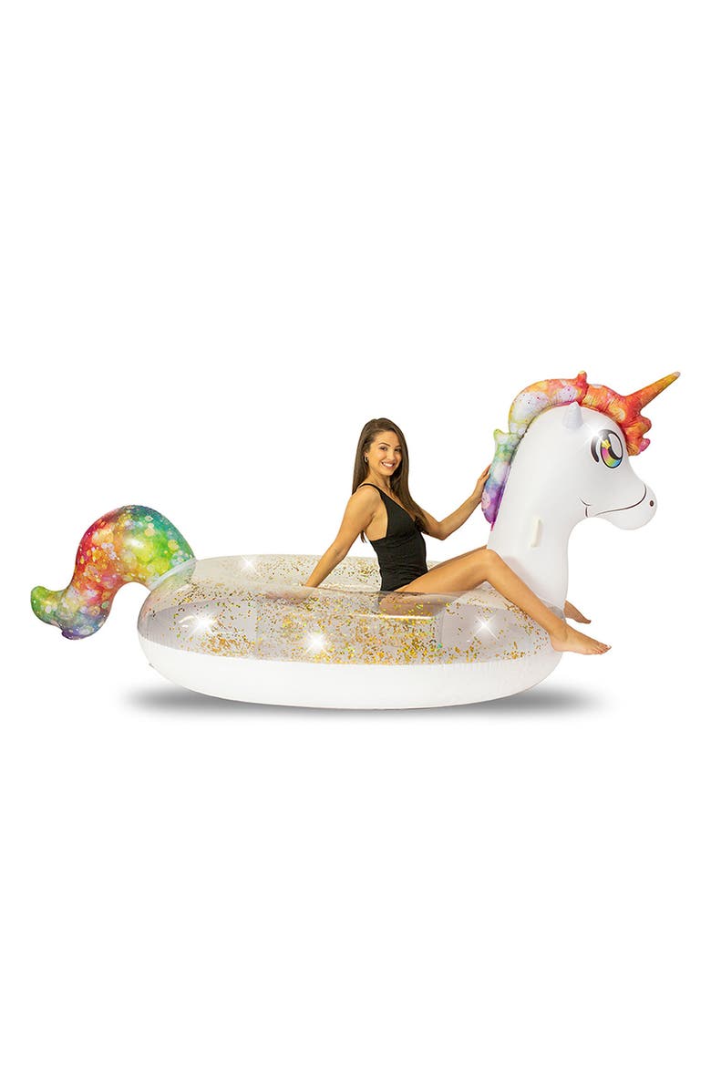 POOLCANDY Extra Large Glitter Unicorn Float, Alternate, color, White