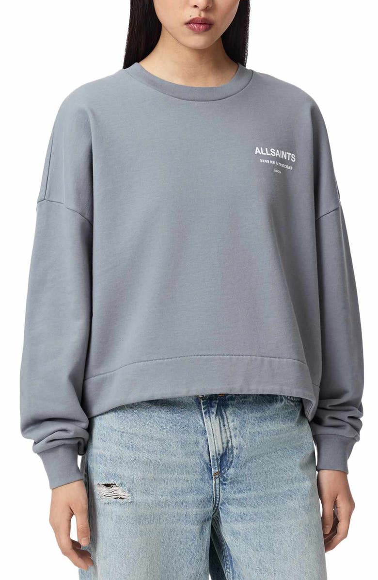 AllSaints Dreamer Lila Sweatshirt, Main, color, Quarry Blue