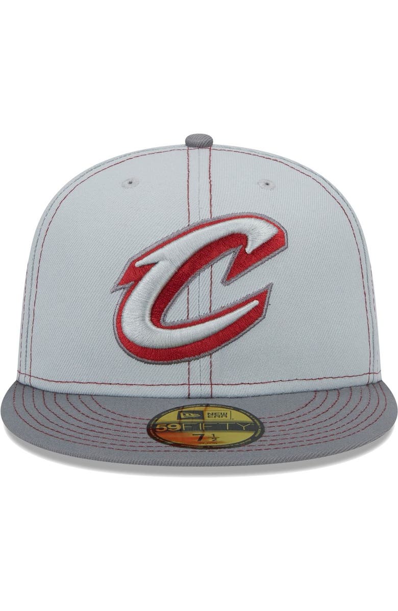 New Era Men's New Era Gray Cleveland Cavaliers Color Pop 59FIFTY Fitted Hat, Alternate, color, 