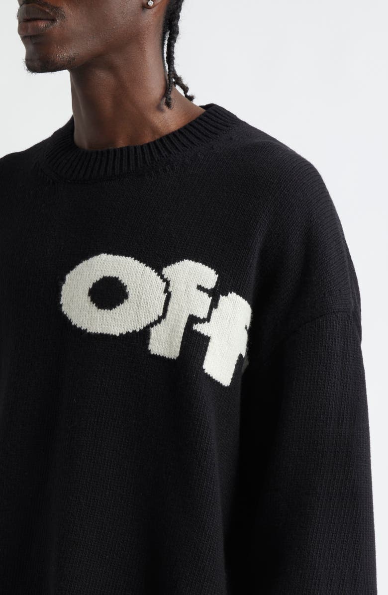 Off-White Shared Logo Intarsia Wool Blend Crewneck Sweater, Alternate, color, 