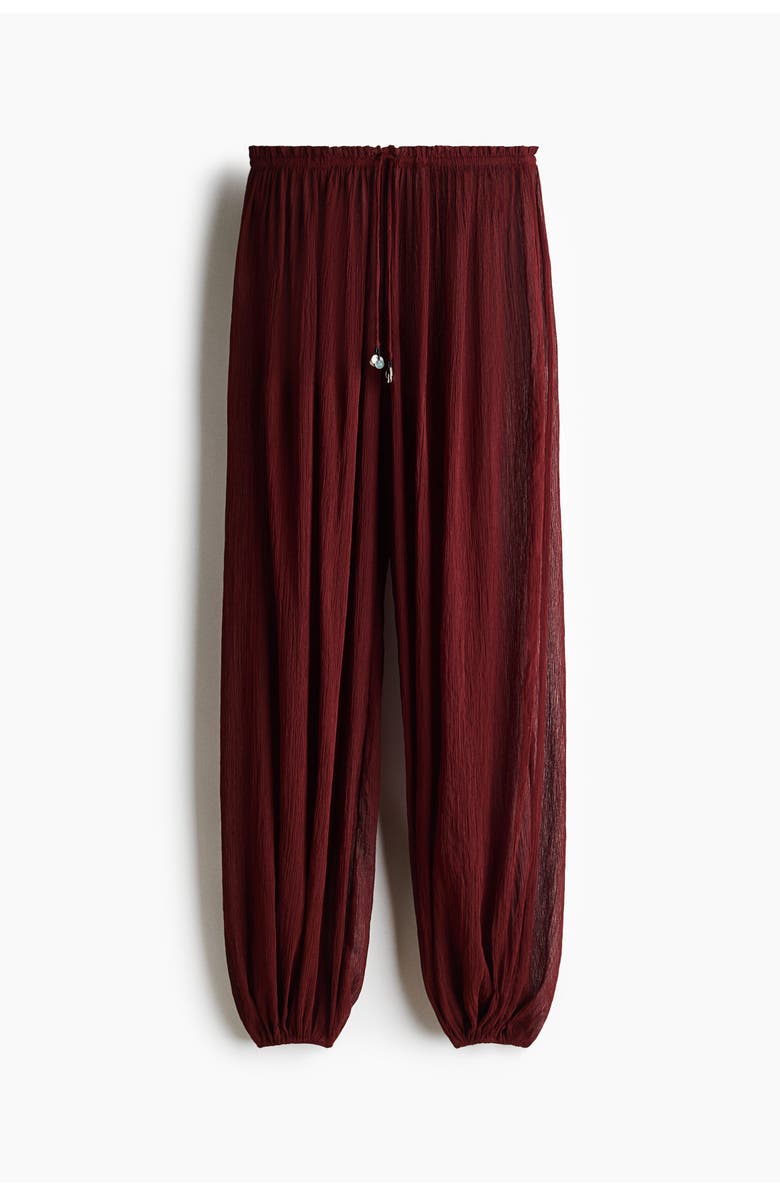 H&M Crinkled Balloon Beach Trousers, Main, color, Dark Red