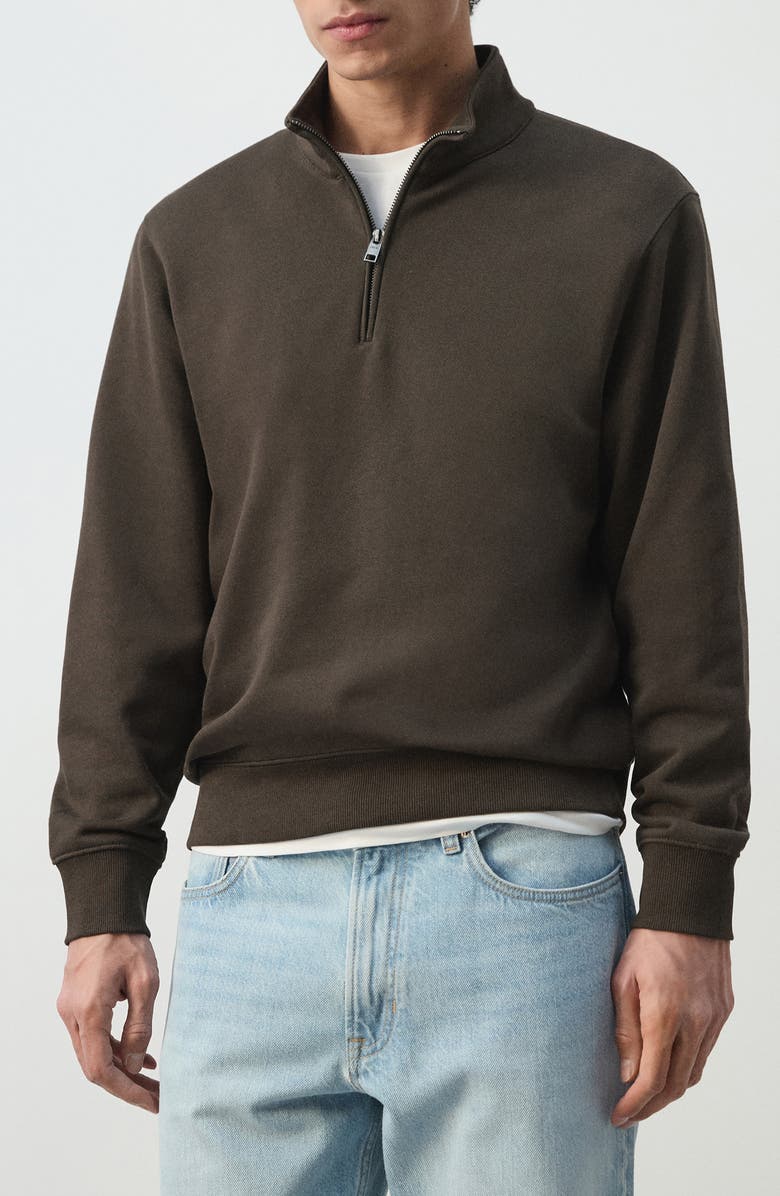 MANGO Quarter Zip Pullover, Main, color, Chocolate