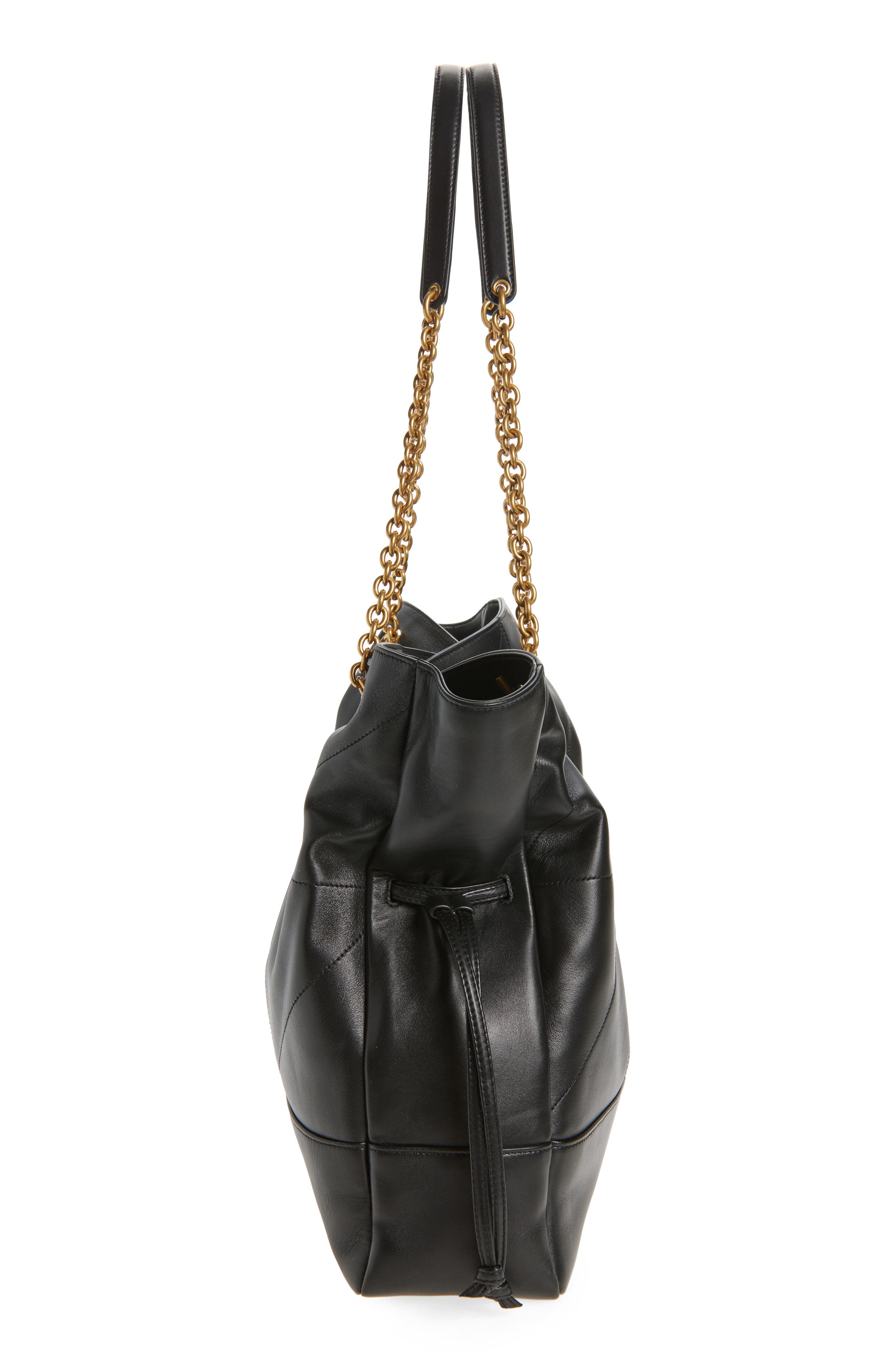 Saint Laurent Jamie 4.3 Patchwork Leather Shopper, Alternate, color, Noir