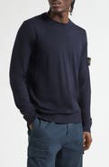 Stone Island Compass Patch Virgin Wool Crewneck Sweater