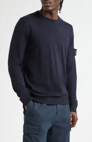 Stone Island Compass Patch Virgin Wool Crewneck Sweater