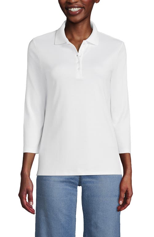 Lands' End 3/4 Sleeve Supima Cotton Polo Shirt In White
