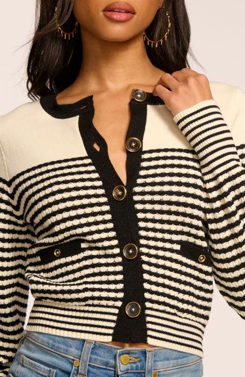RAMY BROOK RAMY BROOK BEA METALLIC STRIPE COTTON BLEND CARDIGAN