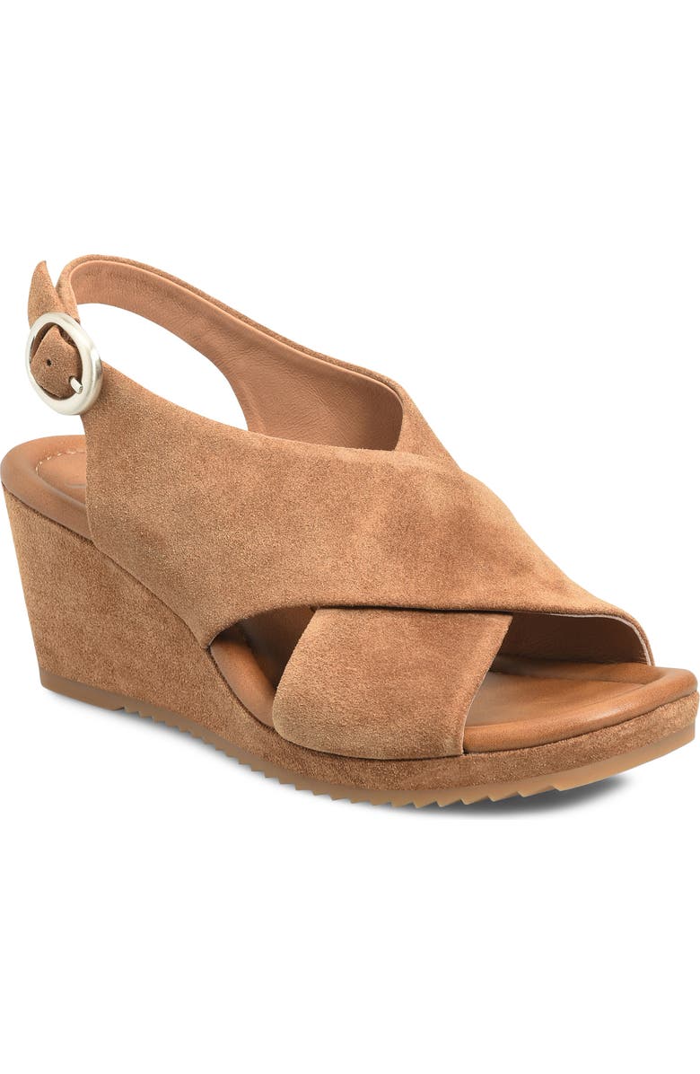 Söfft Isabeth Slingback Platform Wedge Sandal, Main, color, Saddle