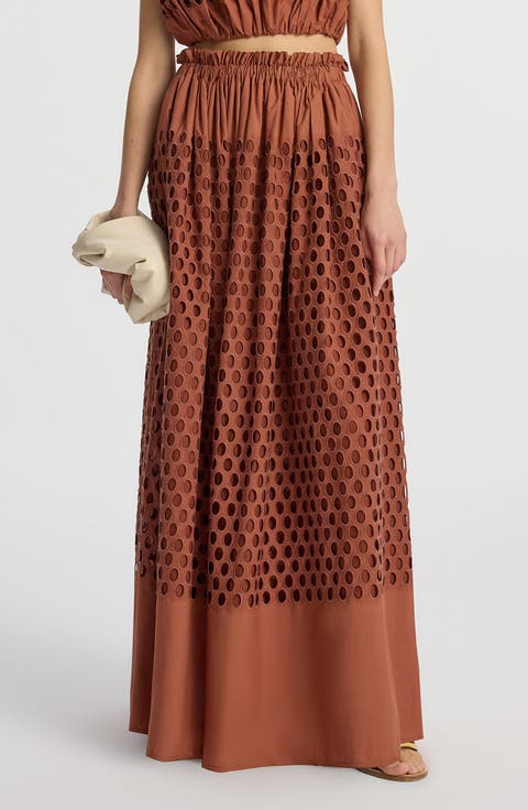 Flora Cotton Eyelet Maxi Skirt