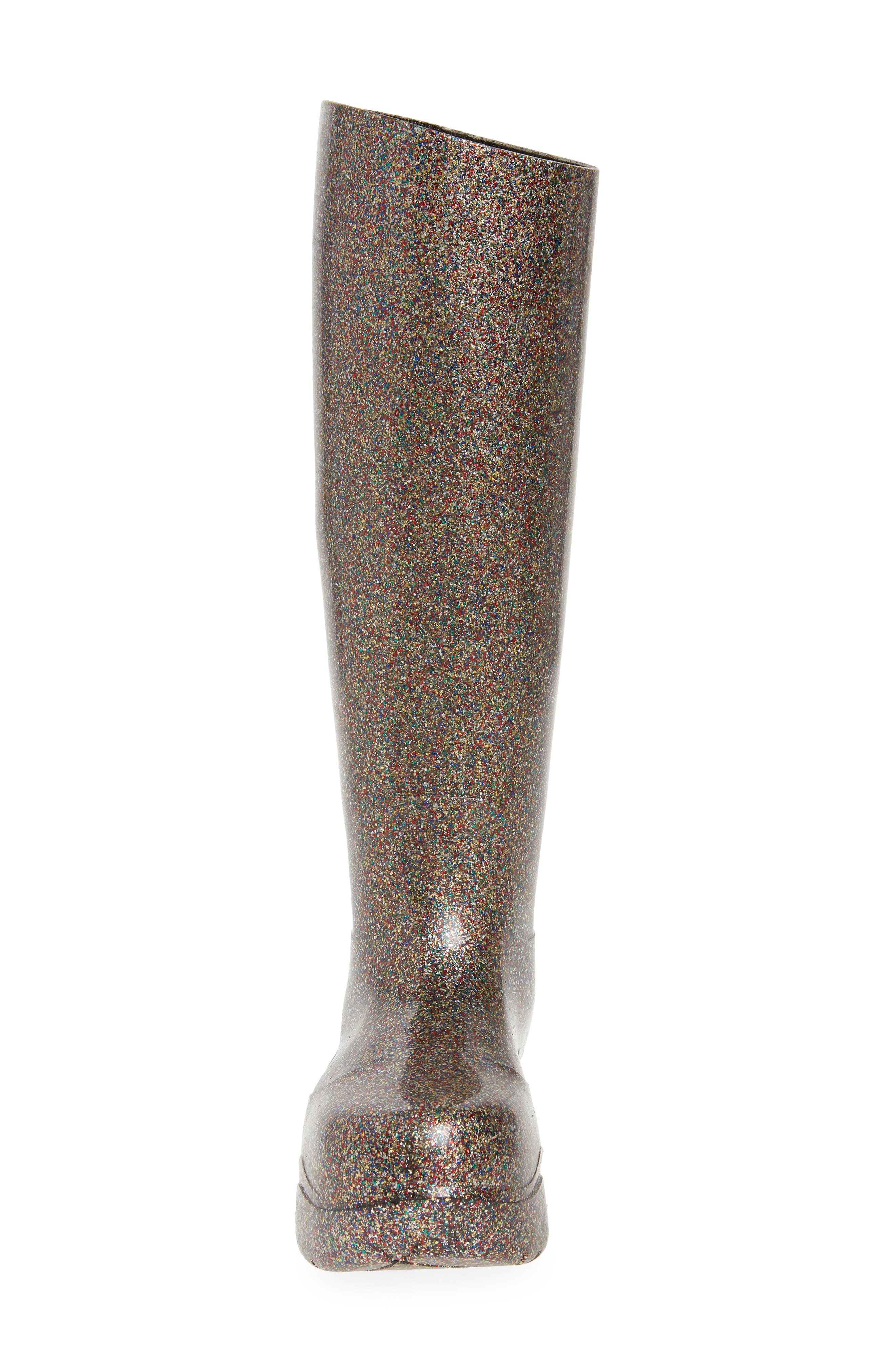Bottega Veneta Puddle Glitter Waterproof Tall Rain Boot, Alternate, color, 
