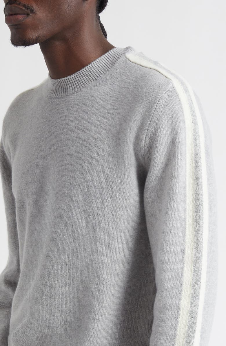 Herno Side Stripe Wool Crewneck Sweater, Alternate, color, Pearl Grey