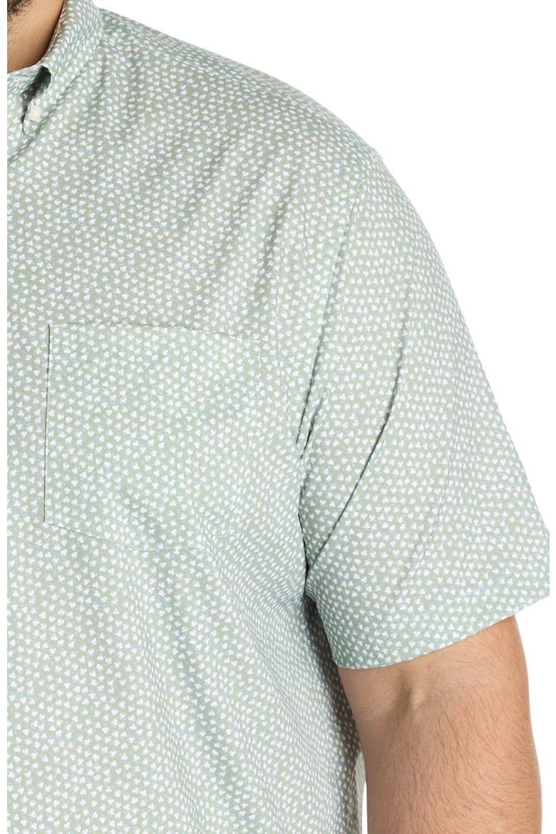 Big & Tall Ivers Wrinkle-Free Performance Floral Print Sport Shirt, Alternate, color, GREEN
