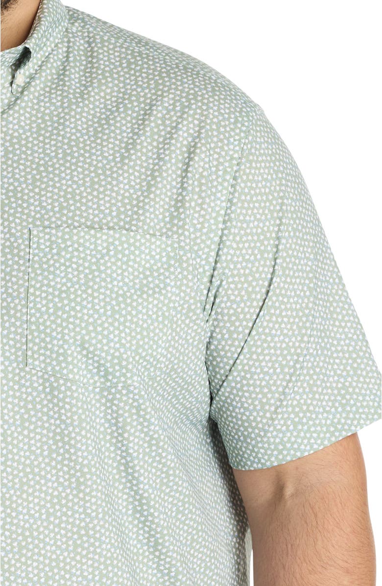 Untuckit Fit by Dxl Big & Tall Ivers Wrinkle-Free Performance Floral Print Sport Shirt, Alternate, color, Green