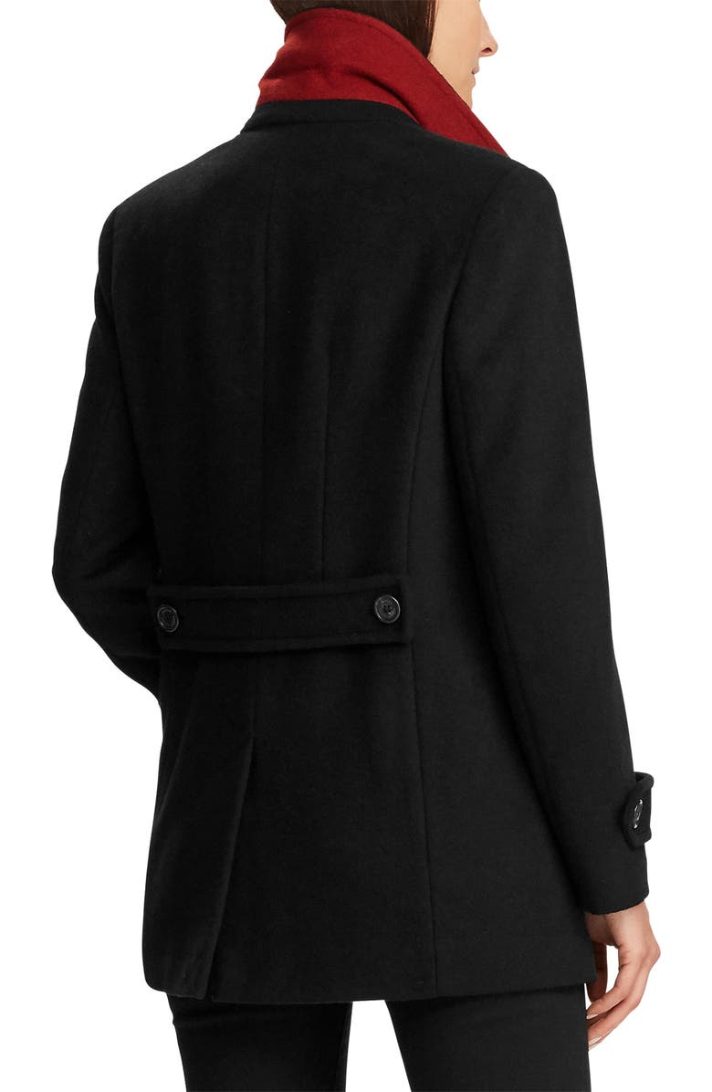 Lauren Ralph Lauren Double Breasted Wool Blend Peacoat, Alternate, color,