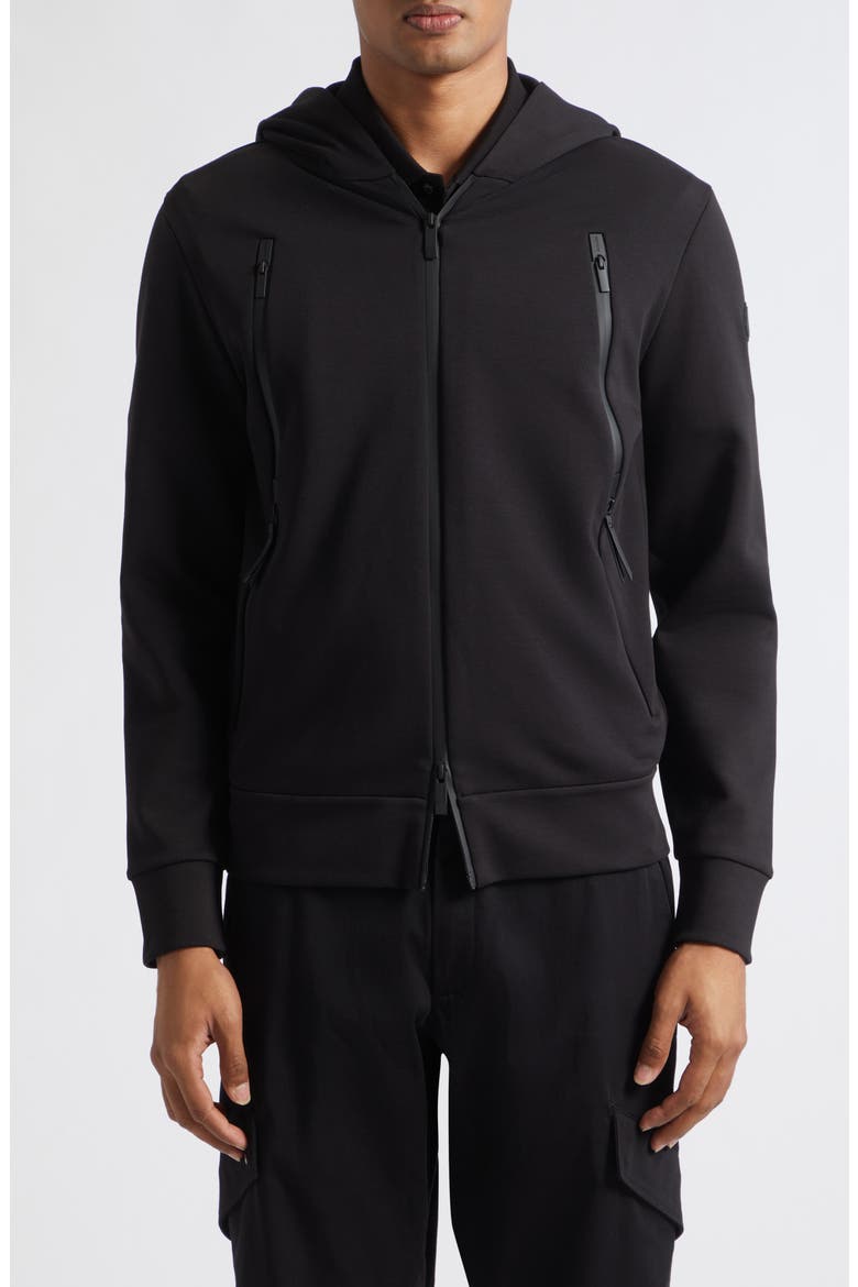 Cotton Blend Zip-Up Hoodie, Main, color, BLACK