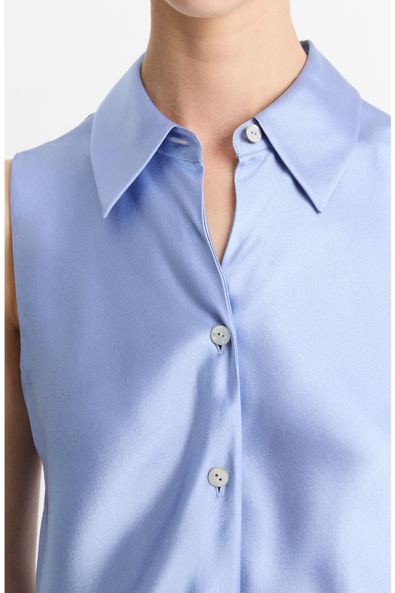 Silk Button-Up Blouse, Alternate, color, PACIFIC OPAL