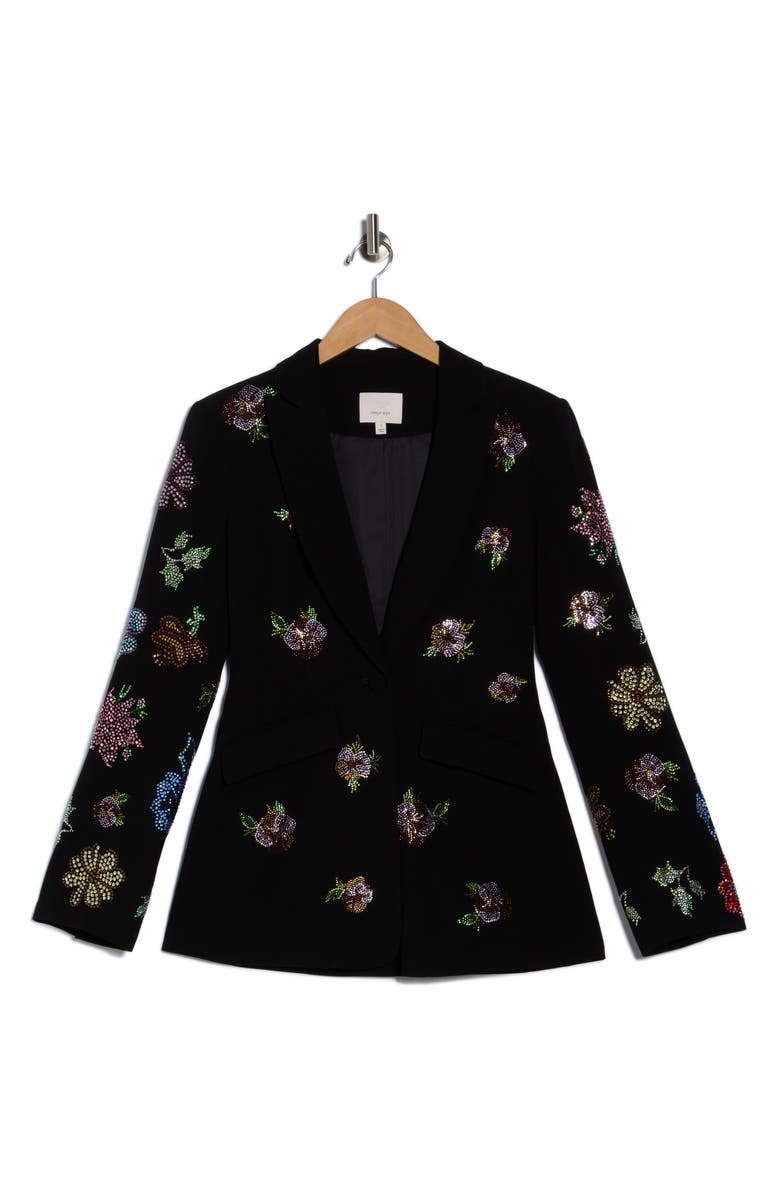 Cinq à Sept Cheyenne Pansy Garden Beaded Jacket, Alternate, color, Black Multi