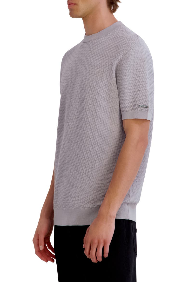 Short Sleeve Basketweave Crewneck Sweater, Alternate, color, GREY