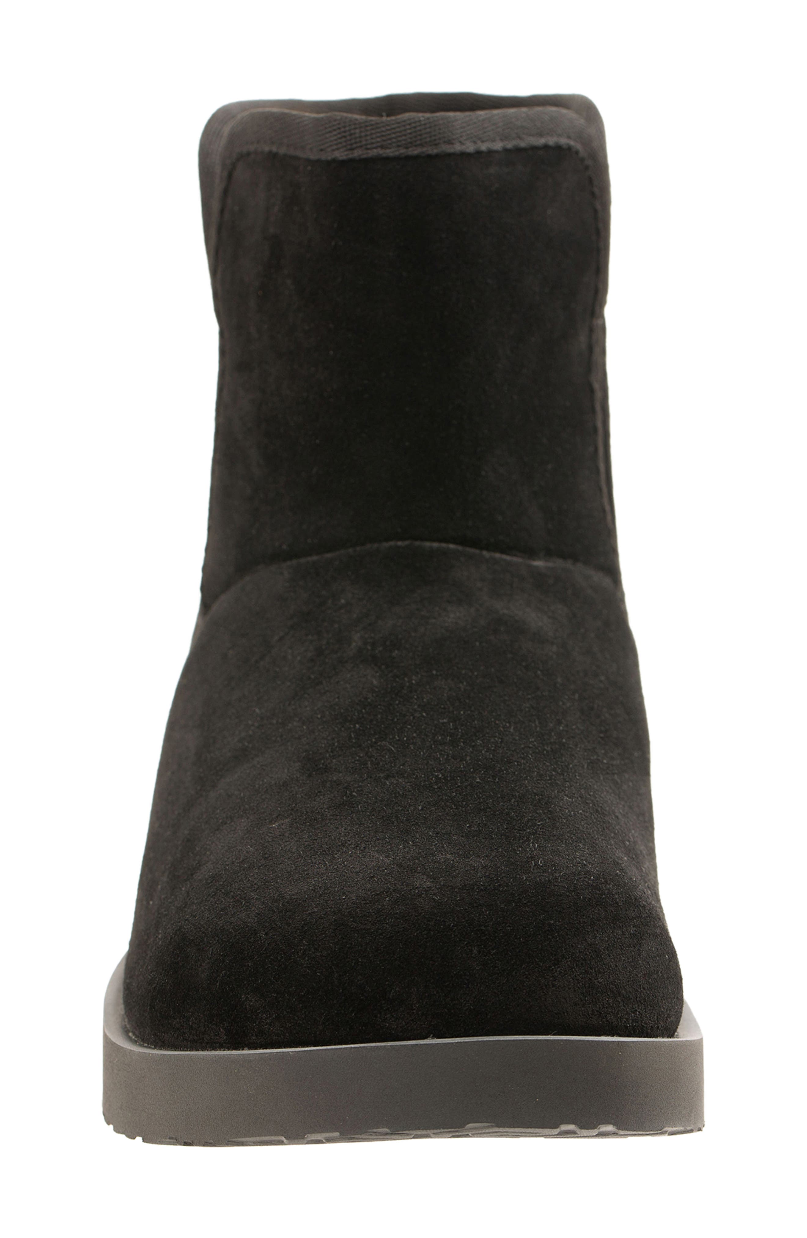 Revitalign Fireside Faux Fur Lined Leather Bootie Slipper, Alternate, color, Black