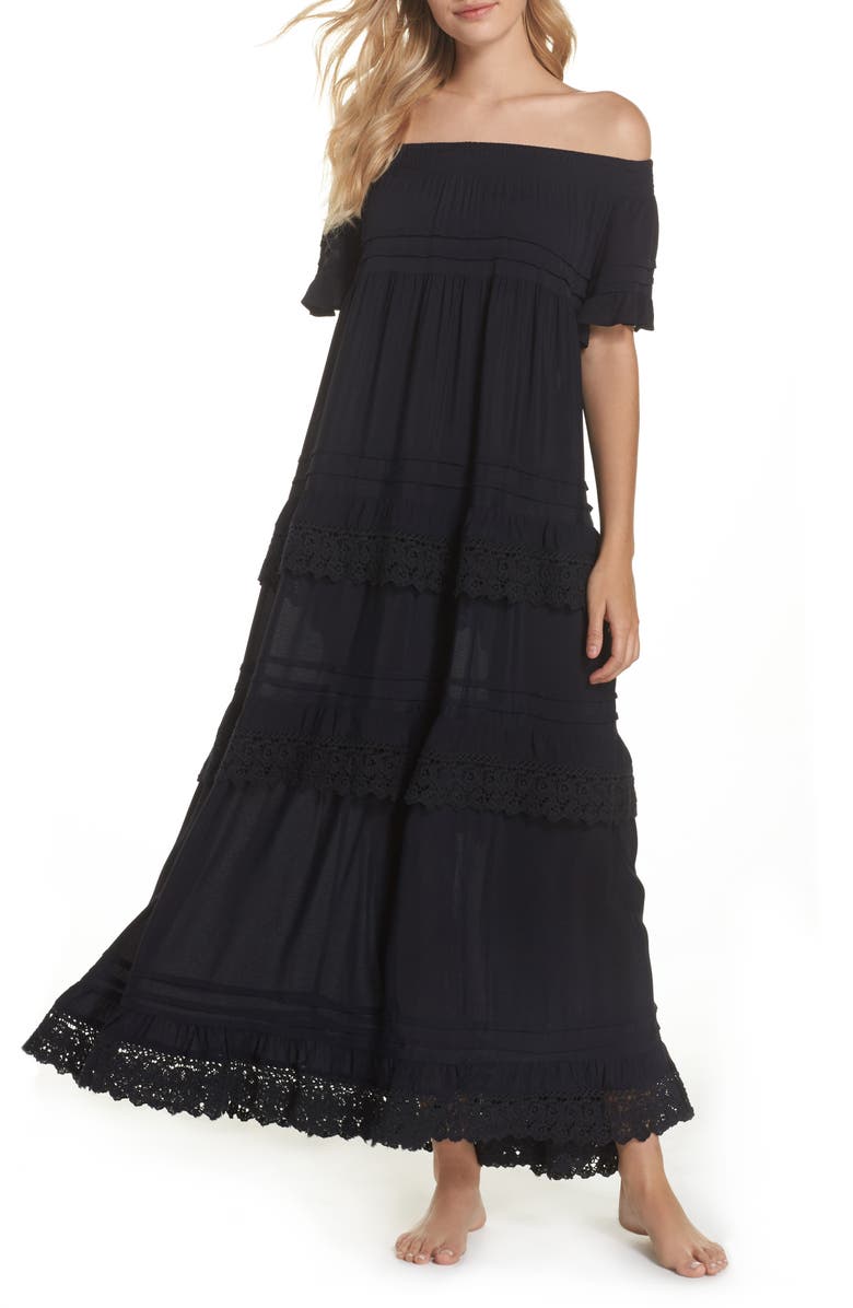 Muche et Muchette Esmerelda Off the Shoulder Cover-Up Maxi Dress, Main, color, 
