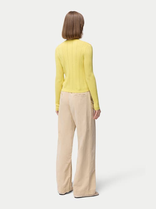Gobi Mongolian Cashmere Hidden Button-front Cashmere Silk Cardigan In Blazzing Yellow